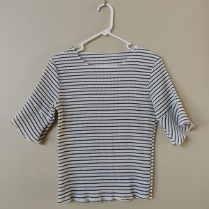 Accordion Pleated Crepe Fabric Striped Shirt